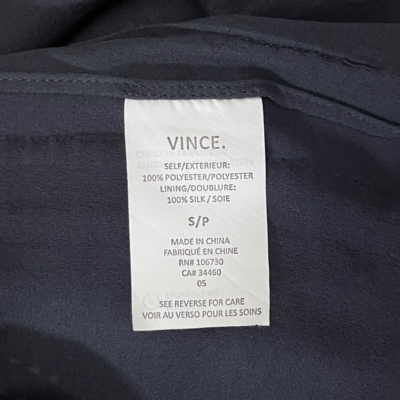 Vince Blouse Women's Small Dark Navy Blue Sleeveless Textured Mesh Overlay Top - Picture 9 of 11